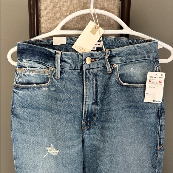 NWT Good American Light Blue Boot Cut Jeans LONG - Picture 2 of 6